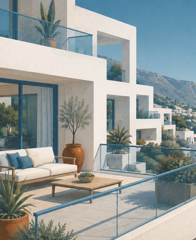 Terraza de un apartamento en Altea con vistas al mar y a la bahía